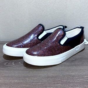 NEW OLD NAVY Youth Purple Glitter Sparkle Slip On Shoes Size 2